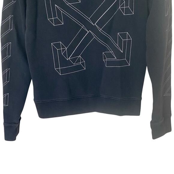 OFF-WHITE 3D Line Diag Arrows Logo Sweatshirt in Washed Black, Size Small - Picture 8 of 16